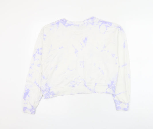 New Look Girls White Geometric Cotton Pullover Sweatshirt Size 14-15 Years Pullover - Tie Dye