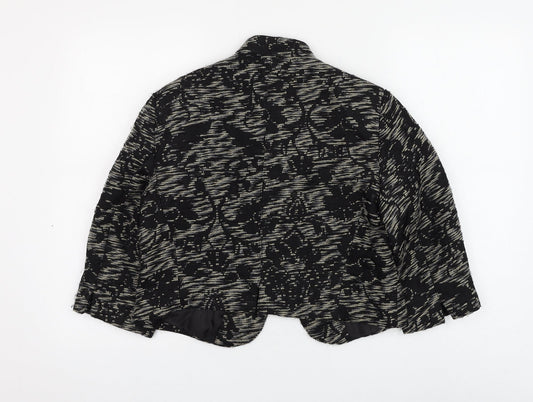 NEXT Womens Black Floral Jacket Blazer Size 14 Hook & Loop