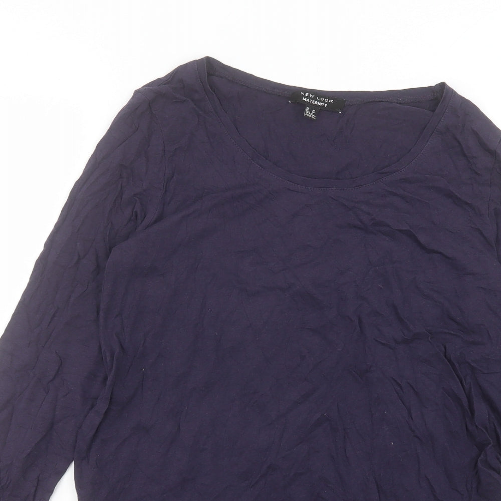 New Look Womens Blue Cotton Basic T-Shirt Size 10 Crew Neck