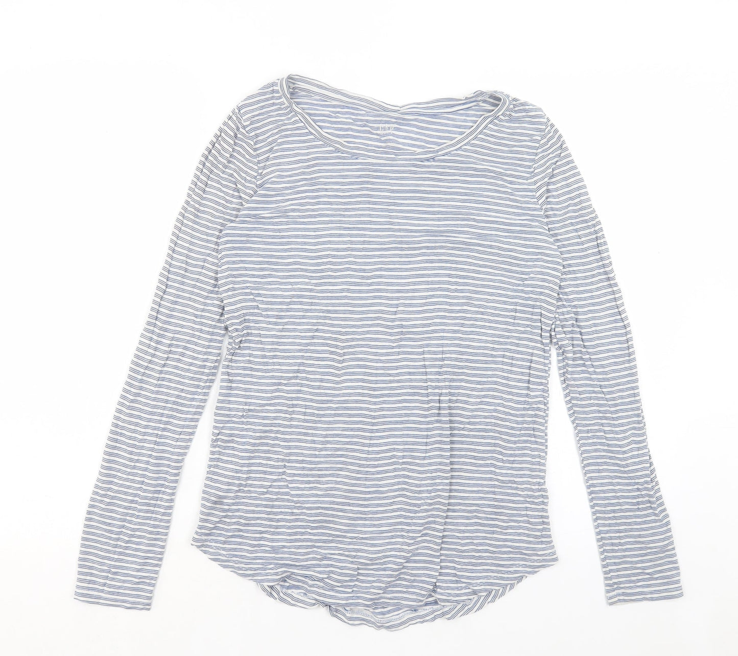 Gap Womens Black Striped Polyester Basic T-Shirt Size XS Boat Neck