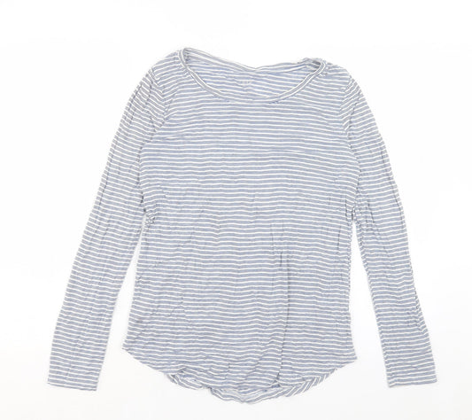 Gap Womens Black Striped Polyester Basic T-Shirt Size XS Boat Neck