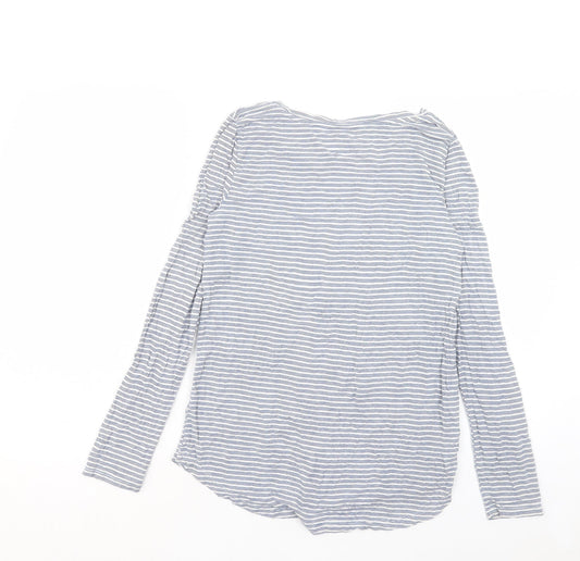 Gap Womens Black Striped Polyester Basic T-Shirt Size XS Boat Neck