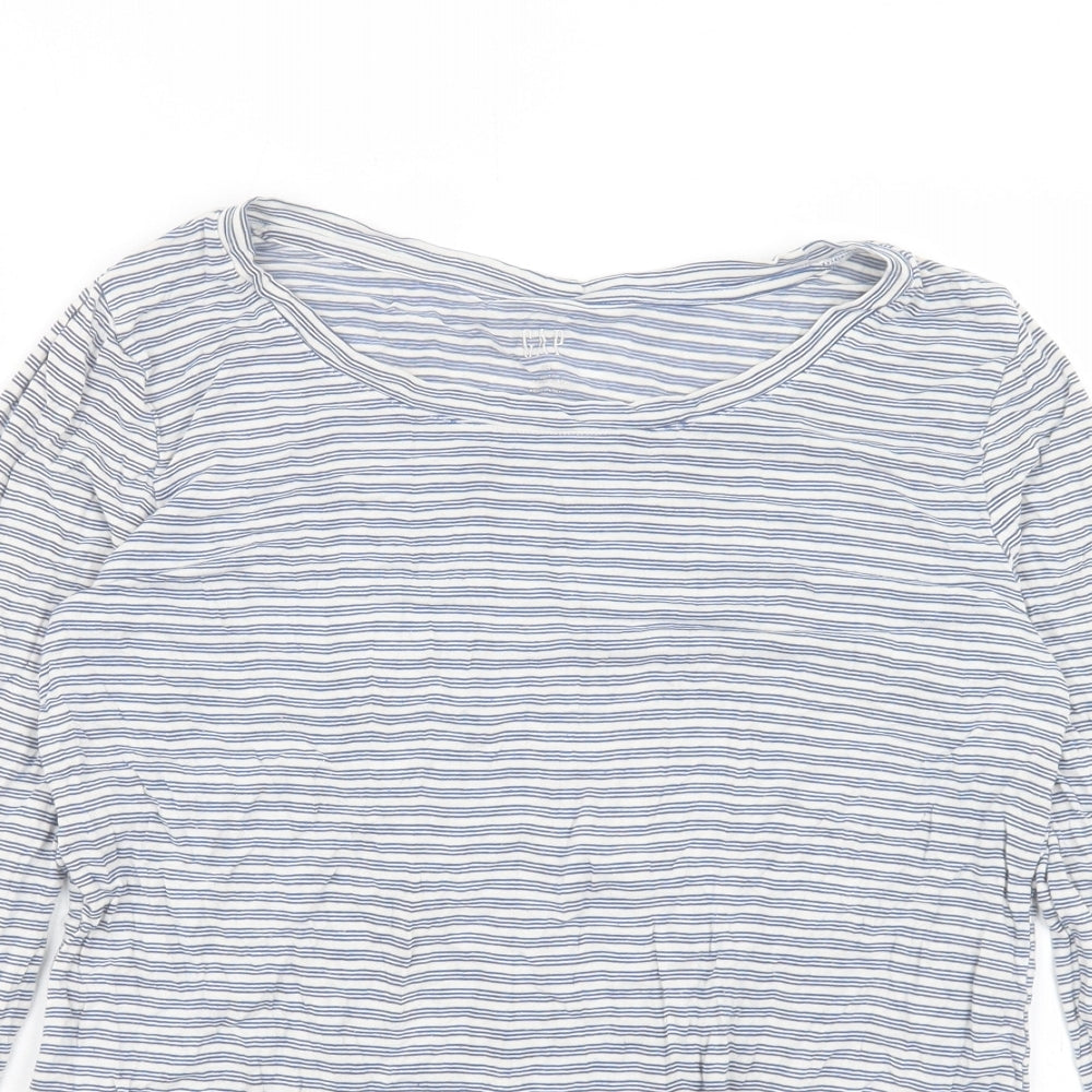 Gap Womens Black Striped Polyester Basic T-Shirt Size XS Boat Neck