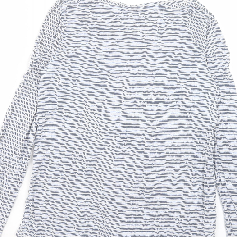 Gap Womens Black Striped Polyester Basic T-Shirt Size XS Boat Neck
