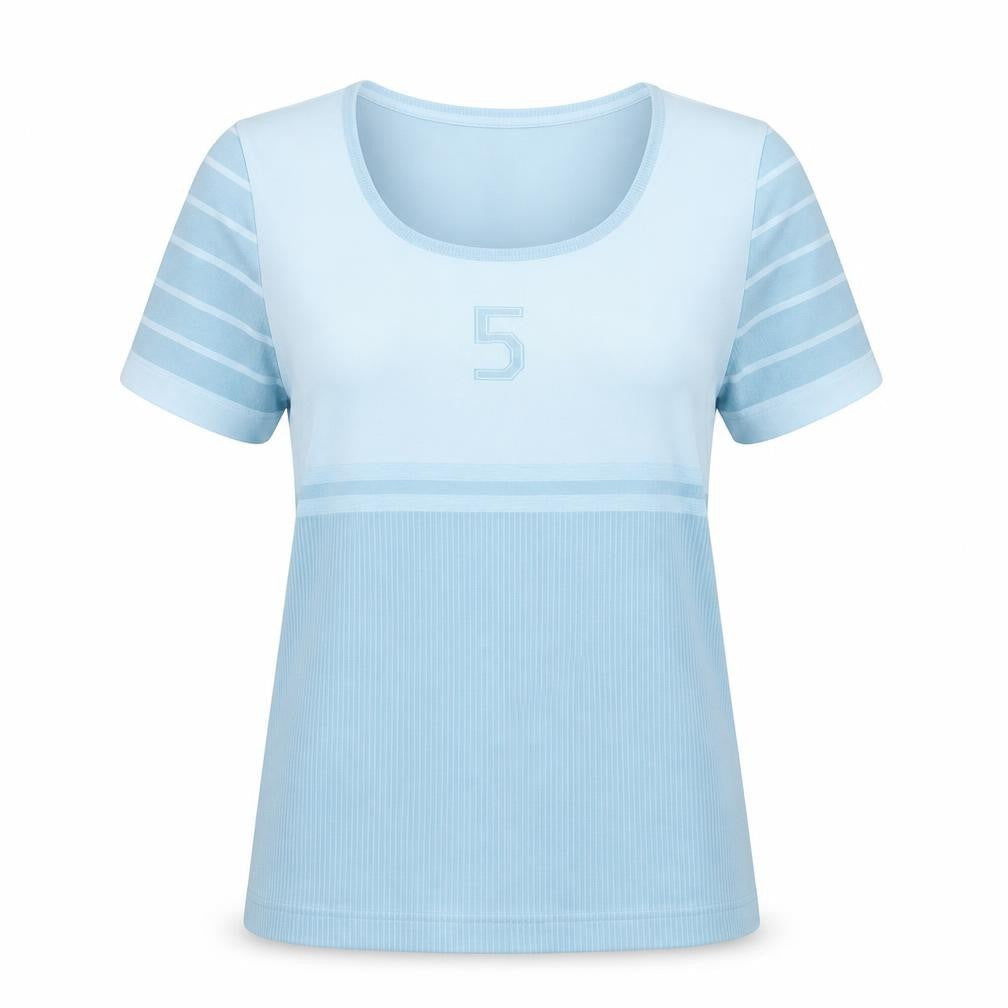 Levante Womens Blue Polyester Basic T-Shirt Size L Crew Neck Pullover - Compression