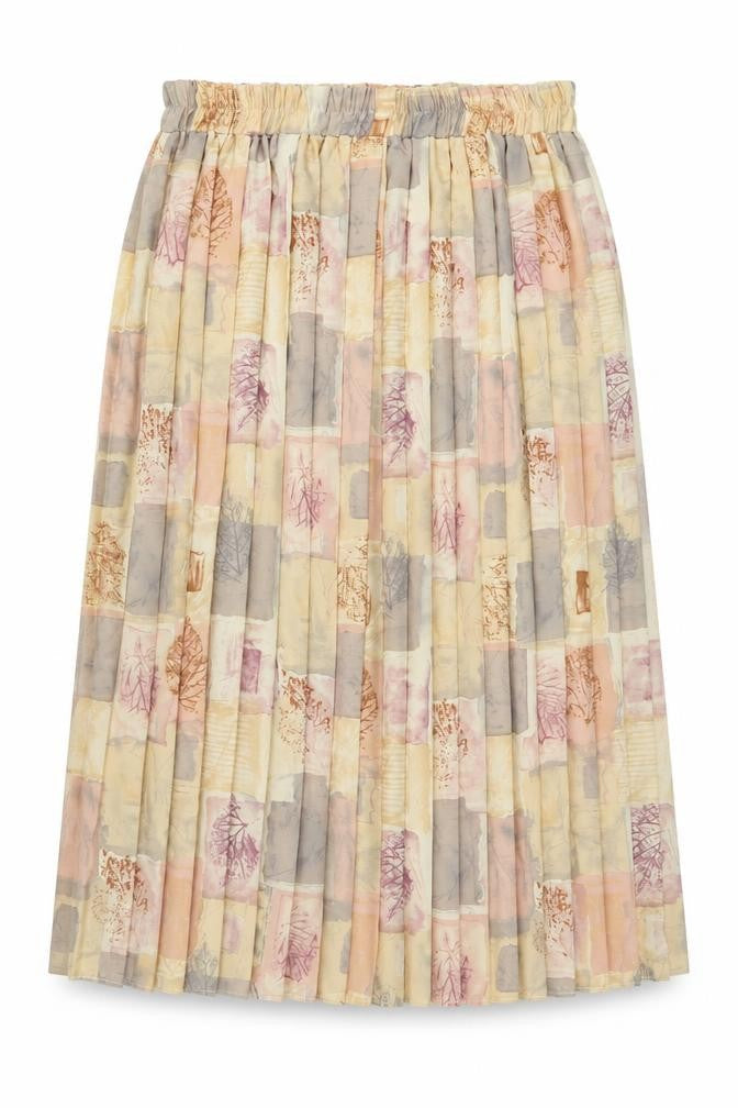 Preworn Womens Multicoloured Geometric Polyester Pleated Skirt Size XL Drawstring