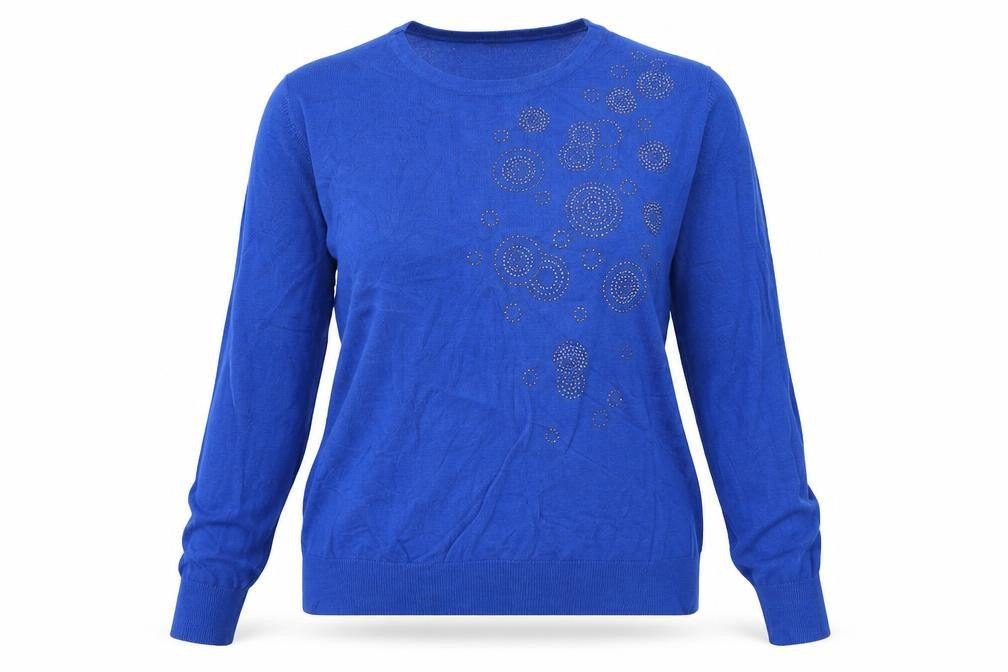 Eliie B Womens Blue Round Neck Viscose Pullover Jumper Size L