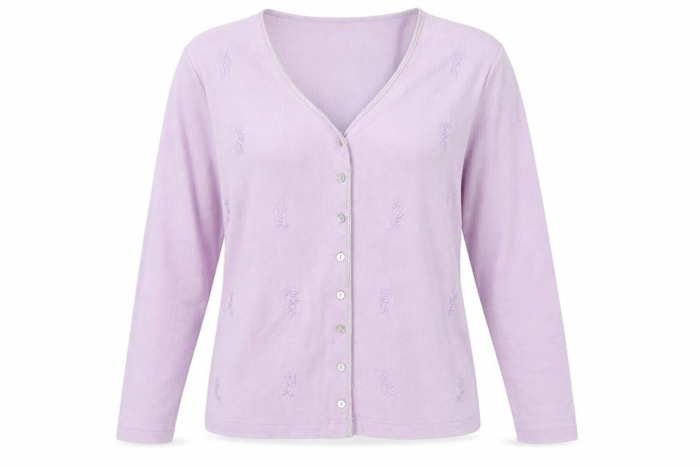 Carolyn Taylor Womens Purple V-Neck Cotton Cardigan Jumper Size S