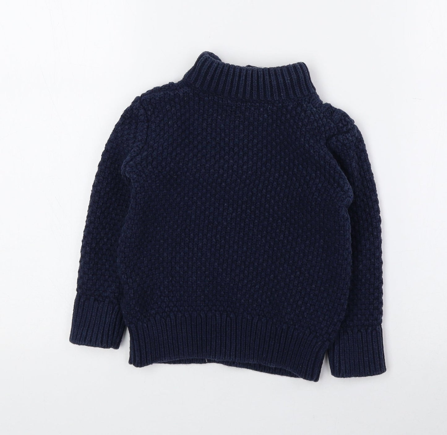 Gap Girls Blue High Neck Cotton Pullover Jumper Size 2 Years Button