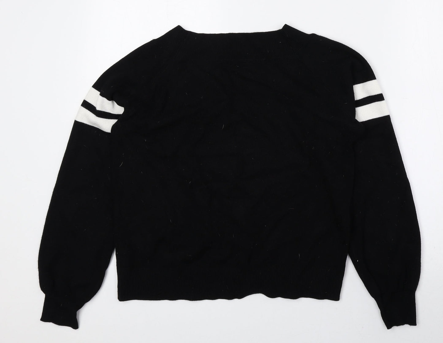 Miss Selfridge Womens Black V-Neck Viscose Pullover Jumper Size 12