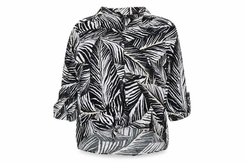 Wallis Womens Black Floral Viscose Basic Button-Up Size 12 Collared