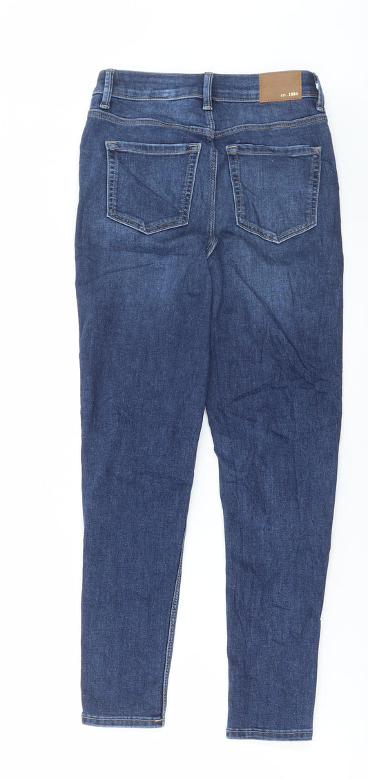 Marks and Spencer Womens Blue Cotton Skinny Jeans Size 8 L27 in Regular Button