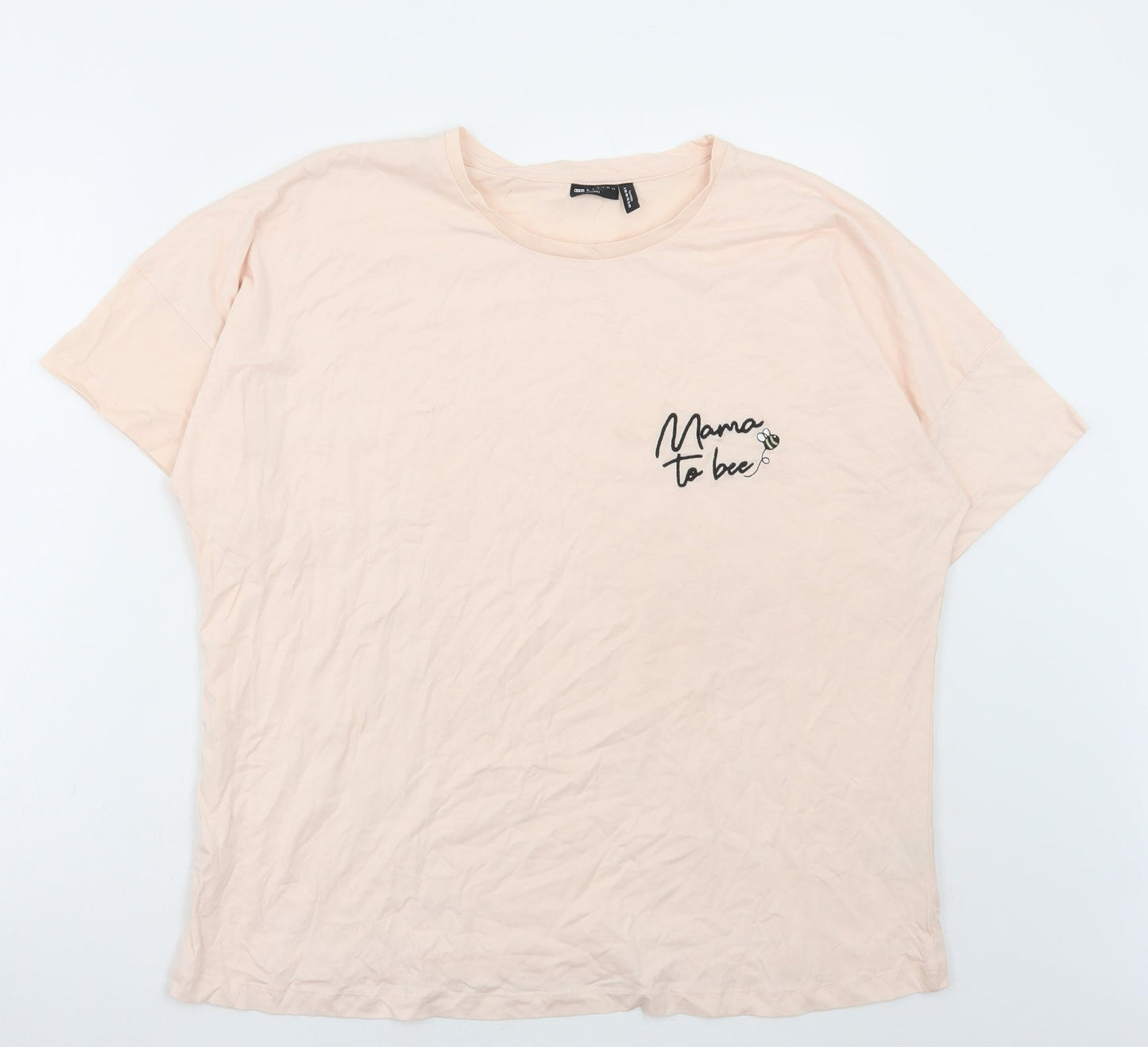 ASOS Womens Pink Cotton Basic T-Shirt Size 12 Round Neck - Mama to Bee