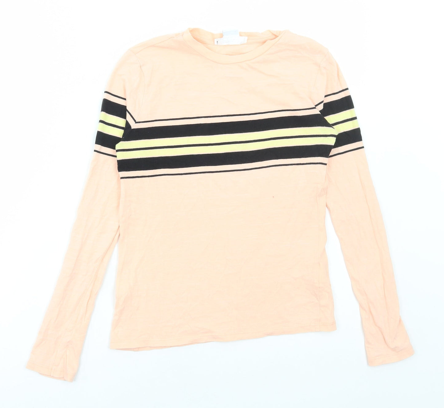 Cooperative Womens Pink Striped Cotton Basic T-Shirt Size S Round Neck