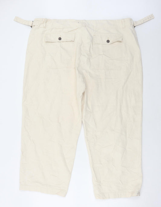 Marks and Spencer Womens Ivory Cotton Cropped Jeans Size 42 in L25 in Regular Button