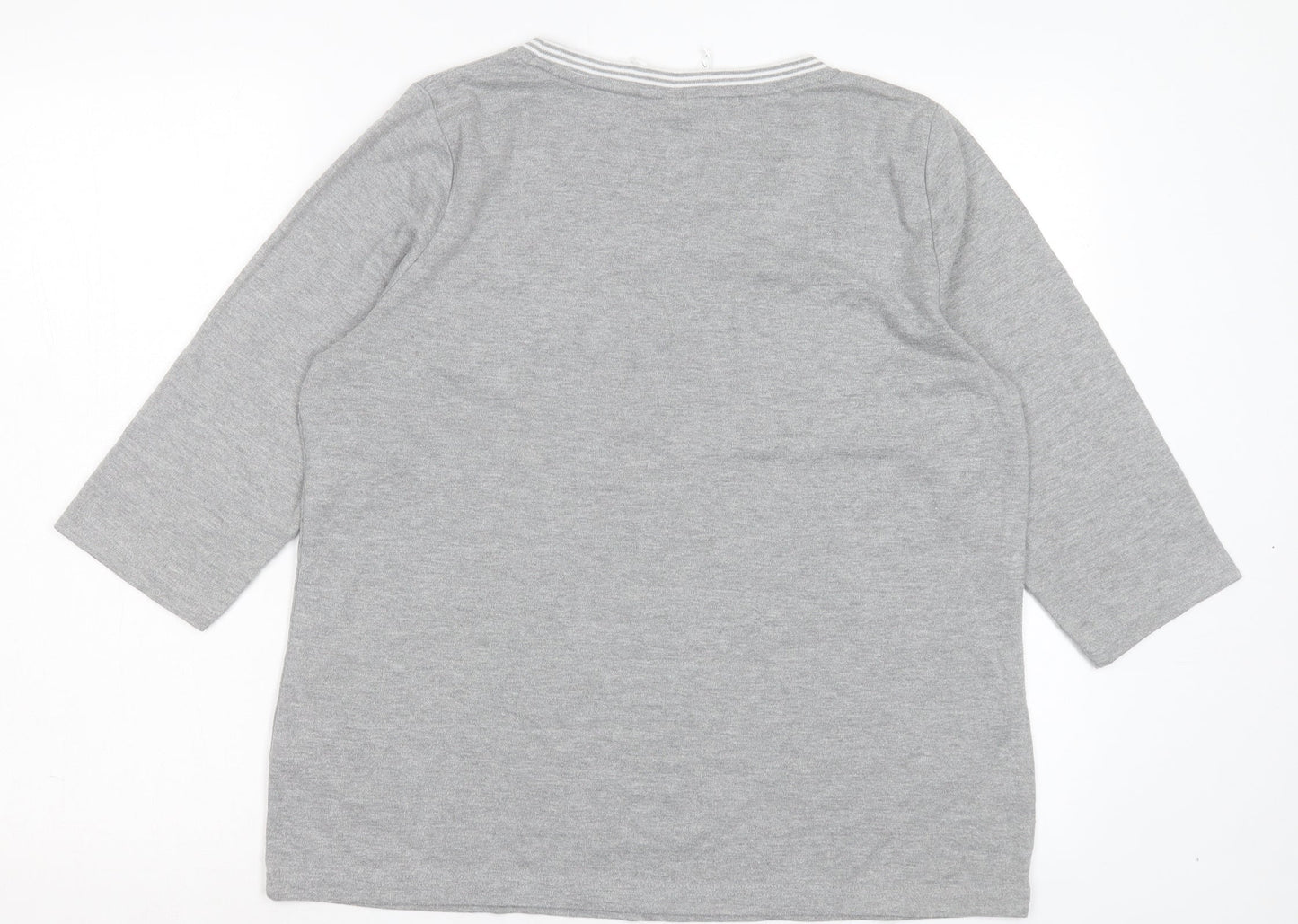 Bonmarché Womens Grey Polyester Basic T-Shirt Size M Crew Neck