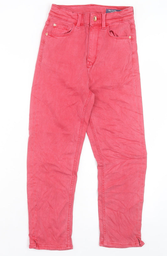 Marks and Spencer Womens Pink Cotton Cropped Jeans Size 6 L22 in Regular Button