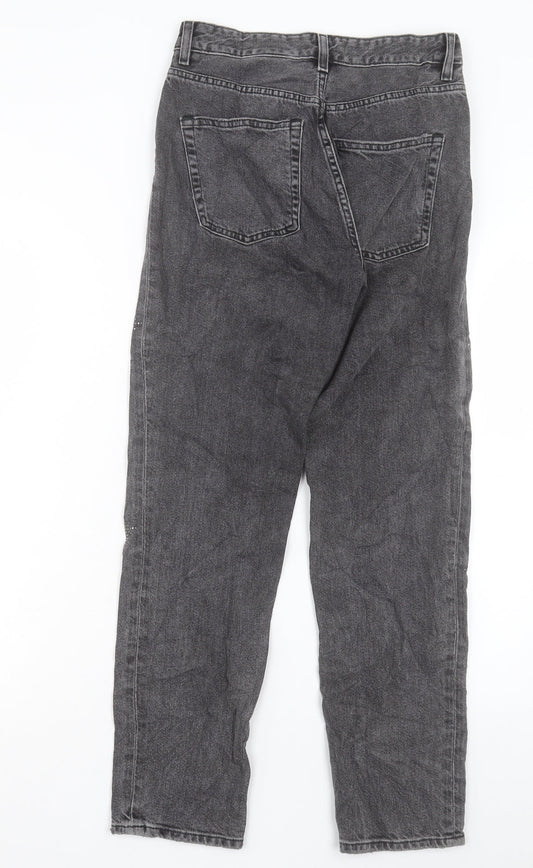 H&M Womens Grey Cotton Boyfriend Jeans Size 25 in L27 in Regular Button