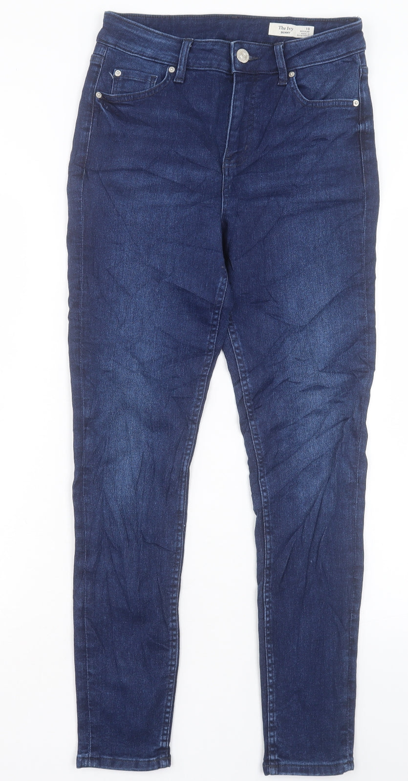Marks and Spencer Womens Blue Cotton Skinny Jeans Size 10 L28 in Regular Button