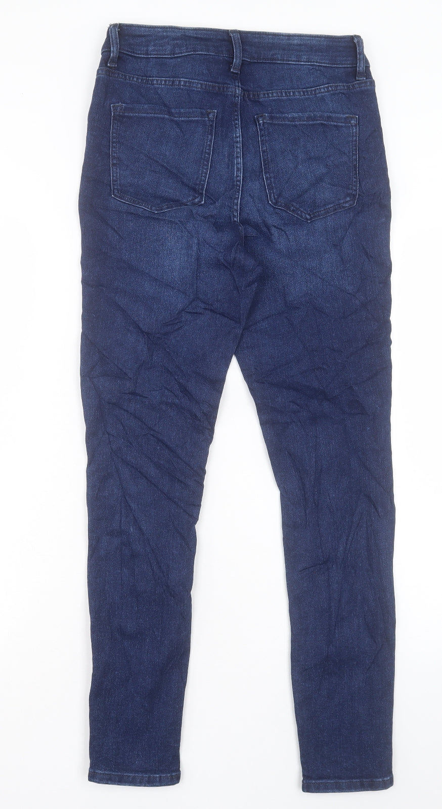 Marks and Spencer Womens Blue Cotton Skinny Jeans Size 10 L28 in Regular Button