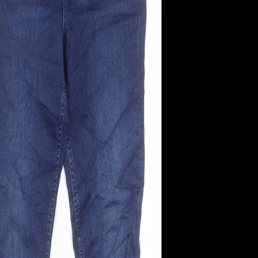 Marks and Spencer Womens Blue Cotton Skinny Jeans Size 10 L28 in Regular Button