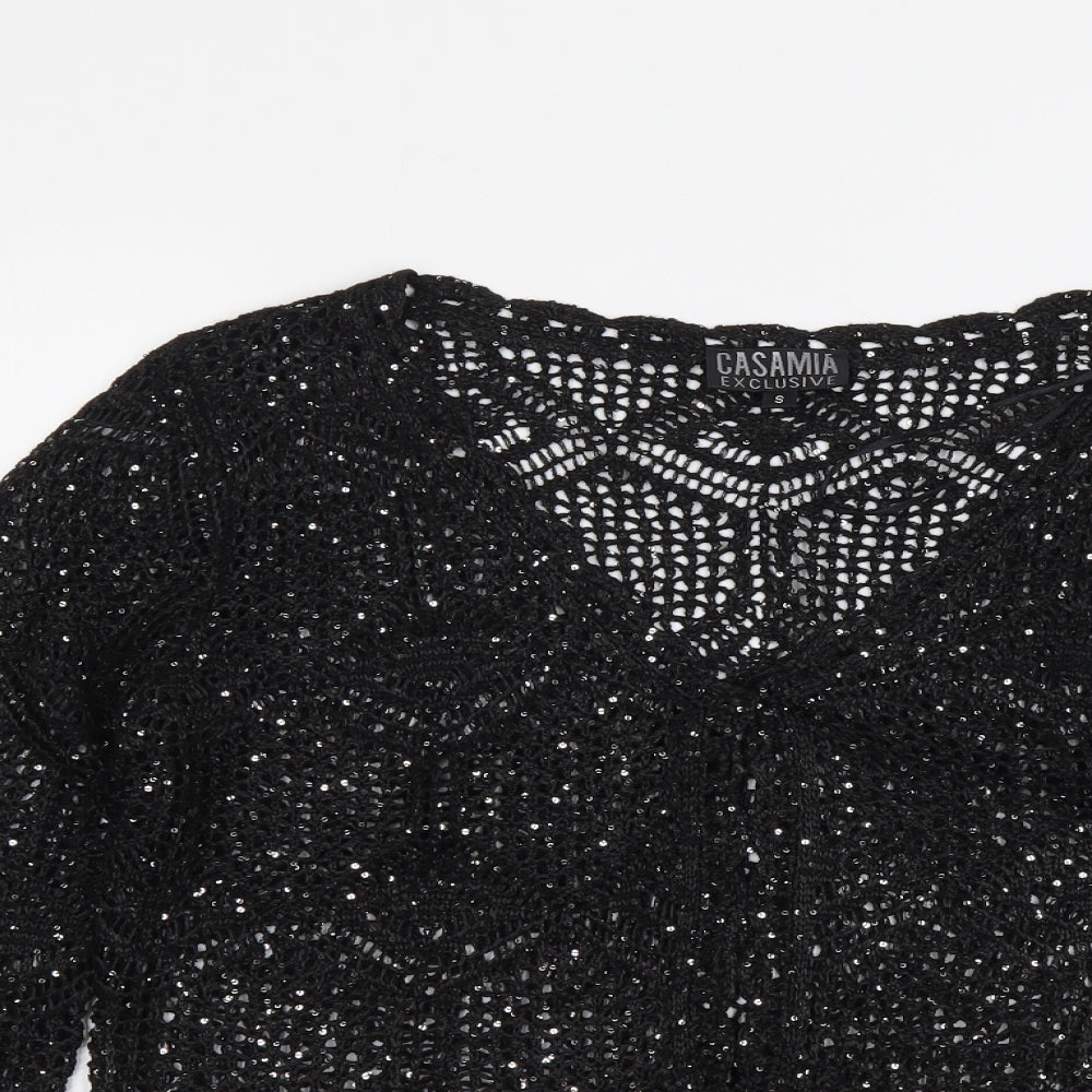 Casamia Womens Black Viscose Basic Blouse Size S V-Neck