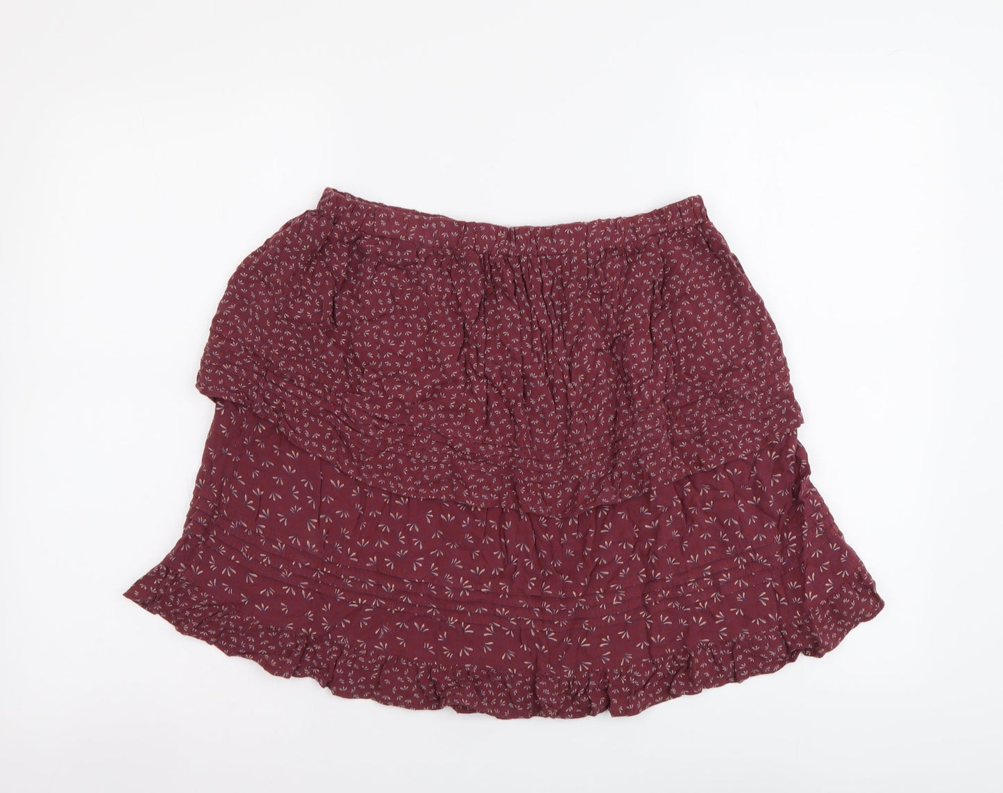 NEXT Womens Red Geometric Viscose A-Line Skirt Size 12 Drawstring