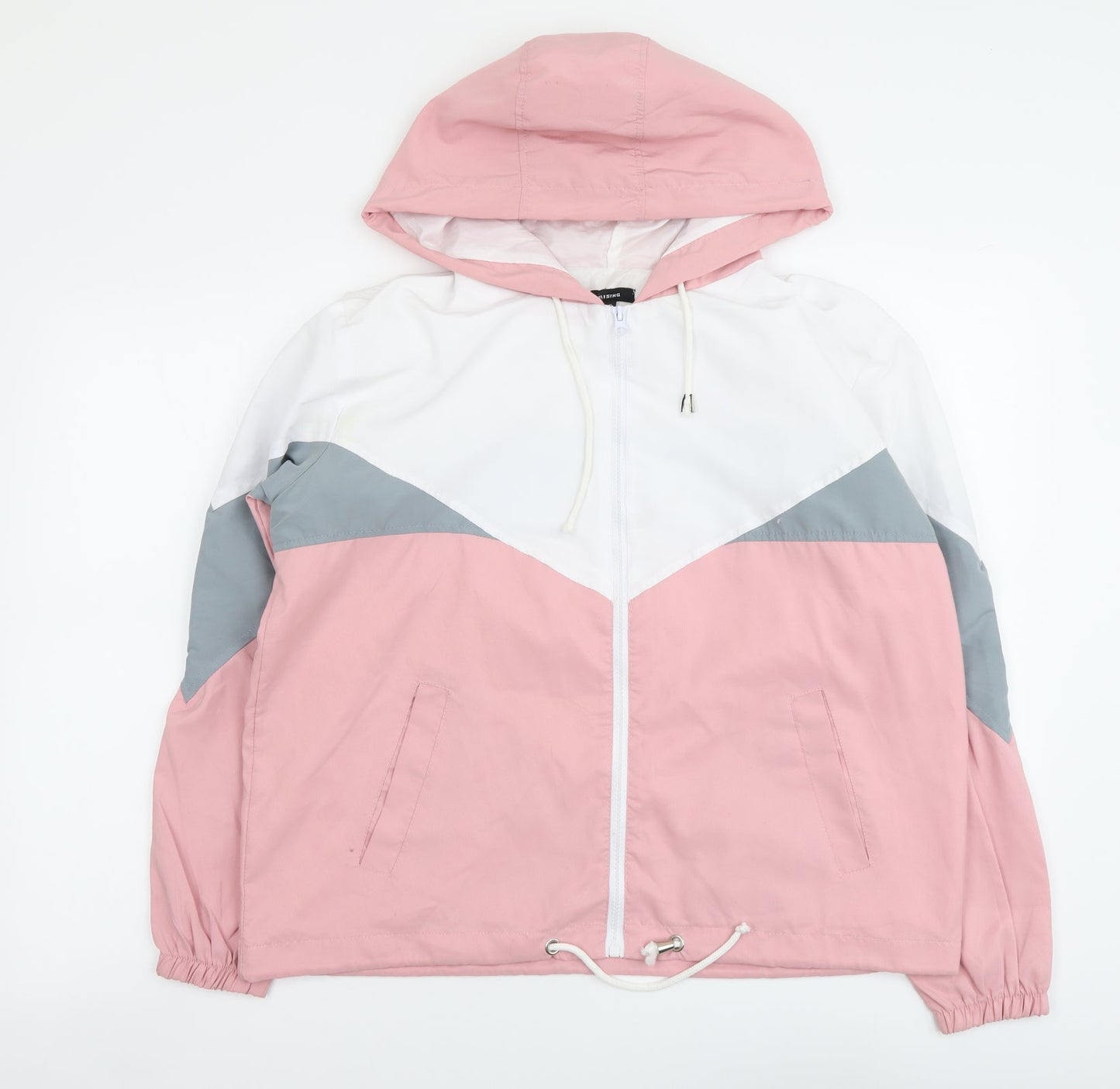 RISING Womens Pink Windbreaker Jacket Size S Zip - Colourblock