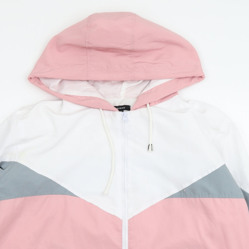 RISING Womens Pink Windbreaker Jacket Size S Zip - Colourblock