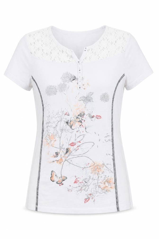 Anna Rose Womens White Polyester Basic T-Shirt Size S V-Neck