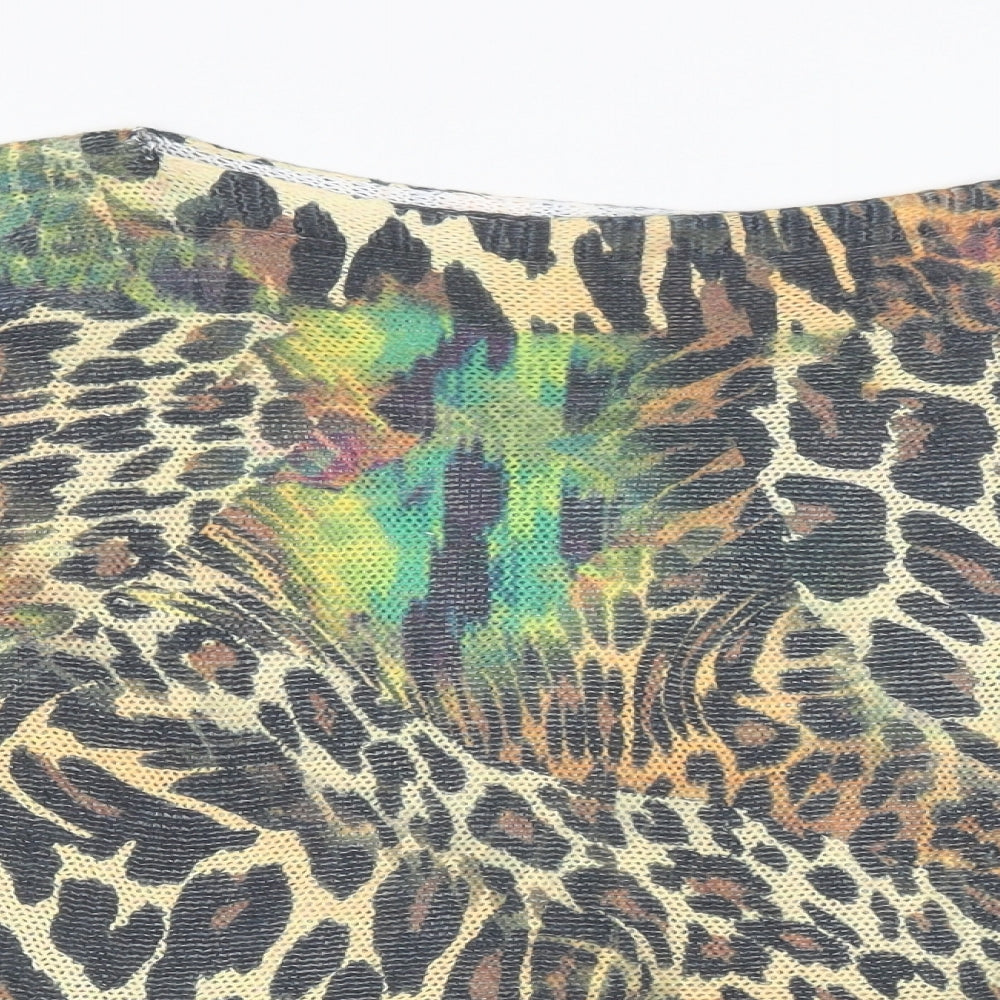 Preworn Womens Multicoloured Boat Neck Animal Print Polyester Pullover Jumper Size 8 - Leopard print