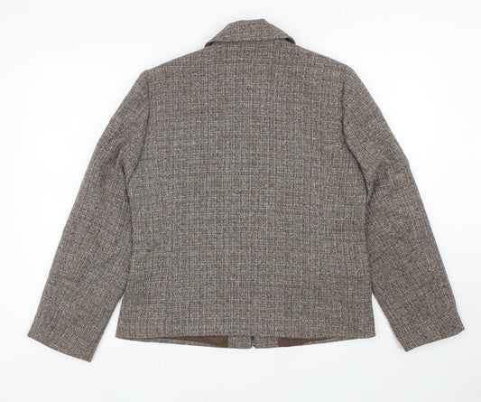 EWM Womens Brown Jacket Blazer Size 12 Zip