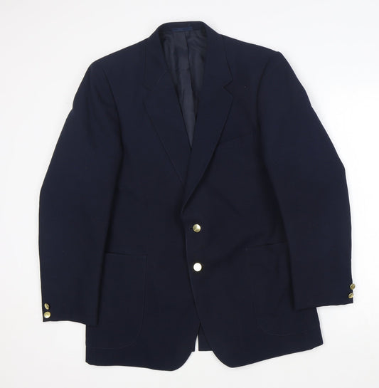 Preworn Mens Blue Polyester Jacket Suit Jacket Size M