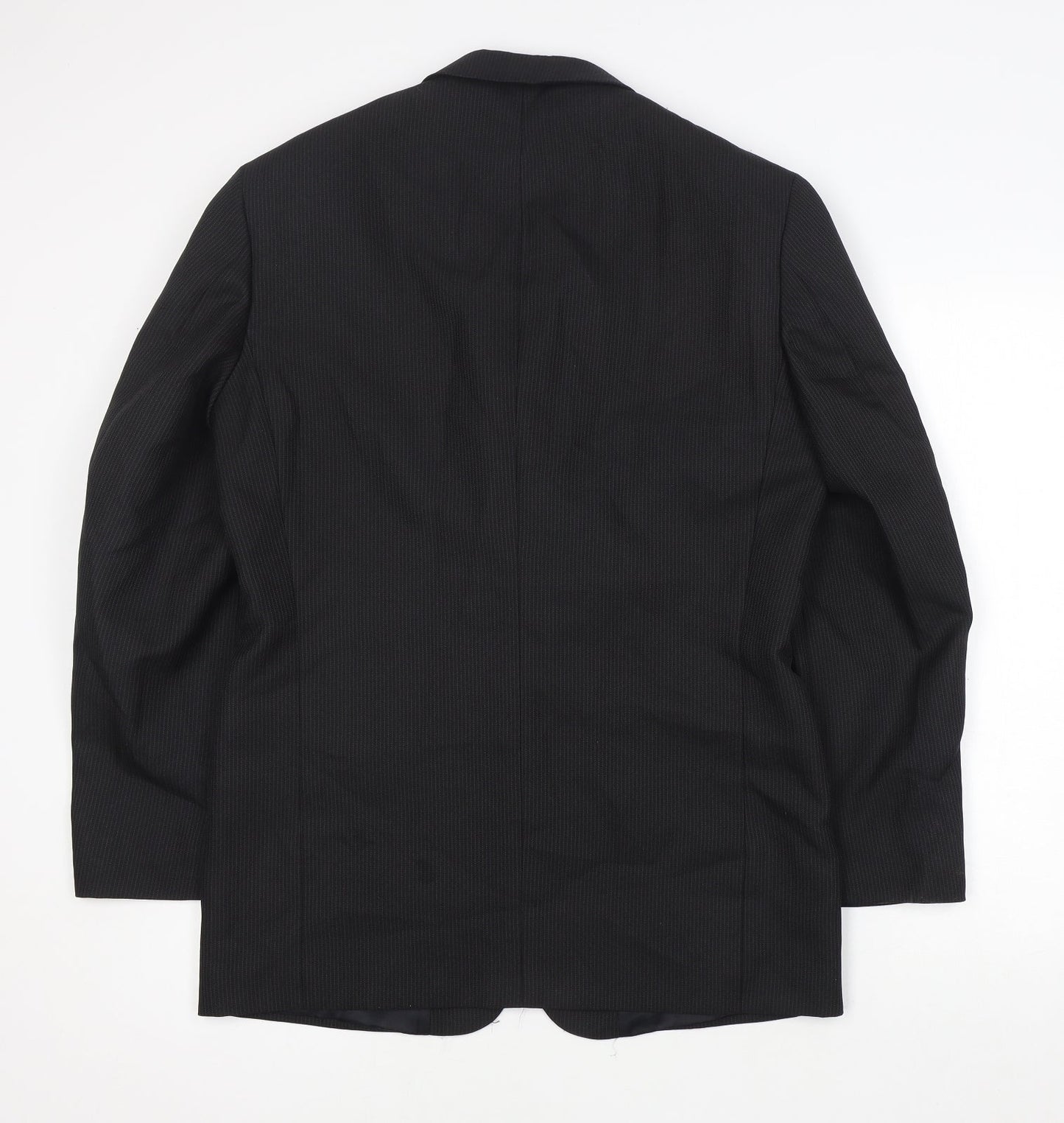 Zantos Mens Black Striped Polyester Jacket Suit Jacket Size 38