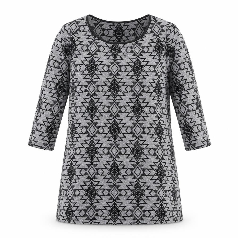 Marks and Spencer Womens Grey Round Neck Geometric Polyester Pullover Jumper Size 14