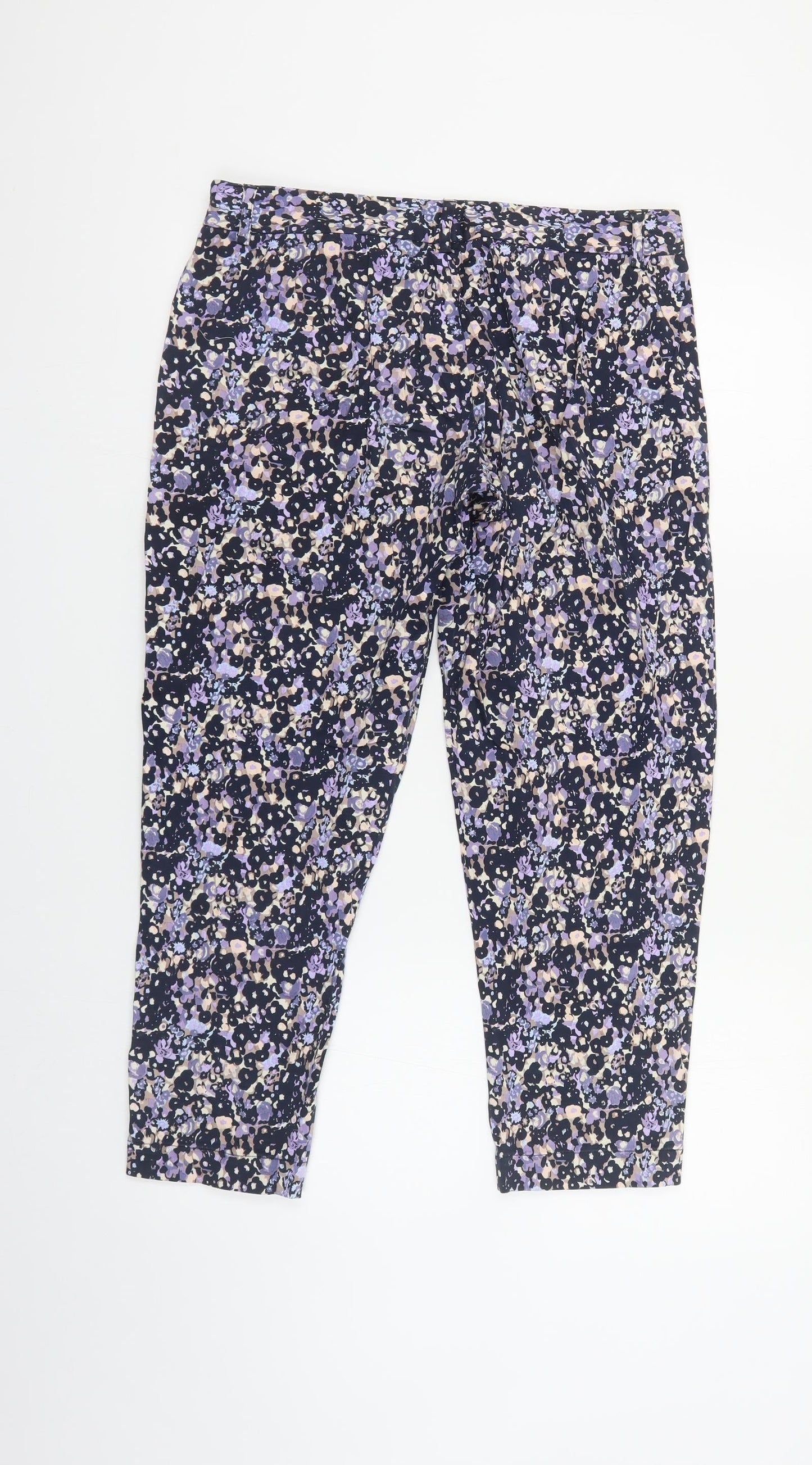 Great Plains Womens Multicoloured Geometric Cotton Trousers Size 10 L26 in Regular Zip