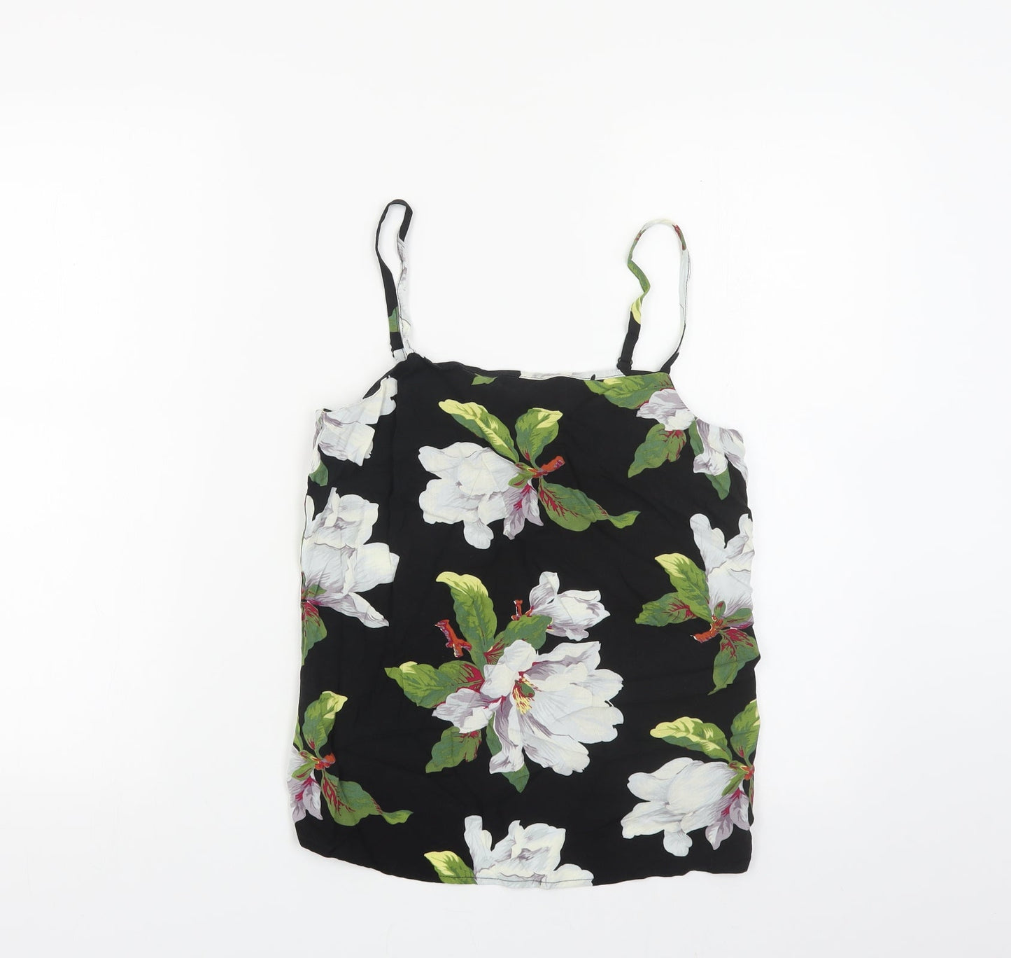 Warehouse Womens Black Floral Viscose Camisole Tank Size 6 Square Neck
