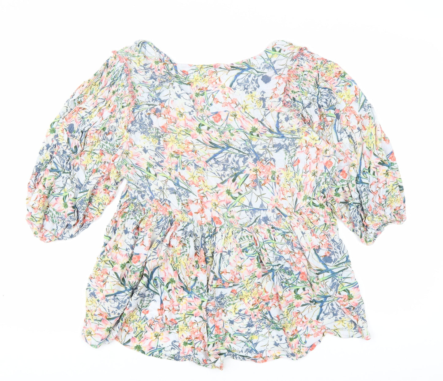 Cerulean Womens Multicoloured Floral Viscose Basic Blouse Size S Boat Neck