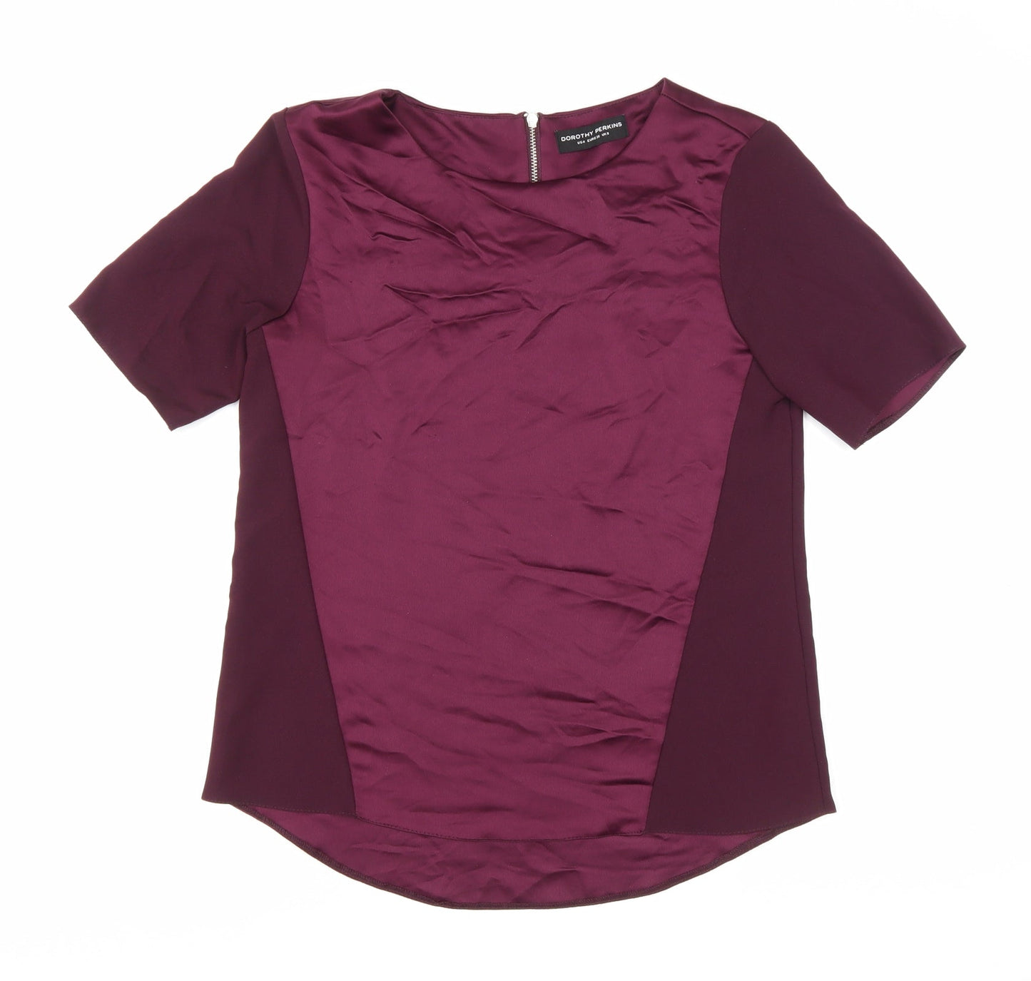 Dorothy Perkins Womens Purple Polyester Basic Blouse Size 8 Round Neck