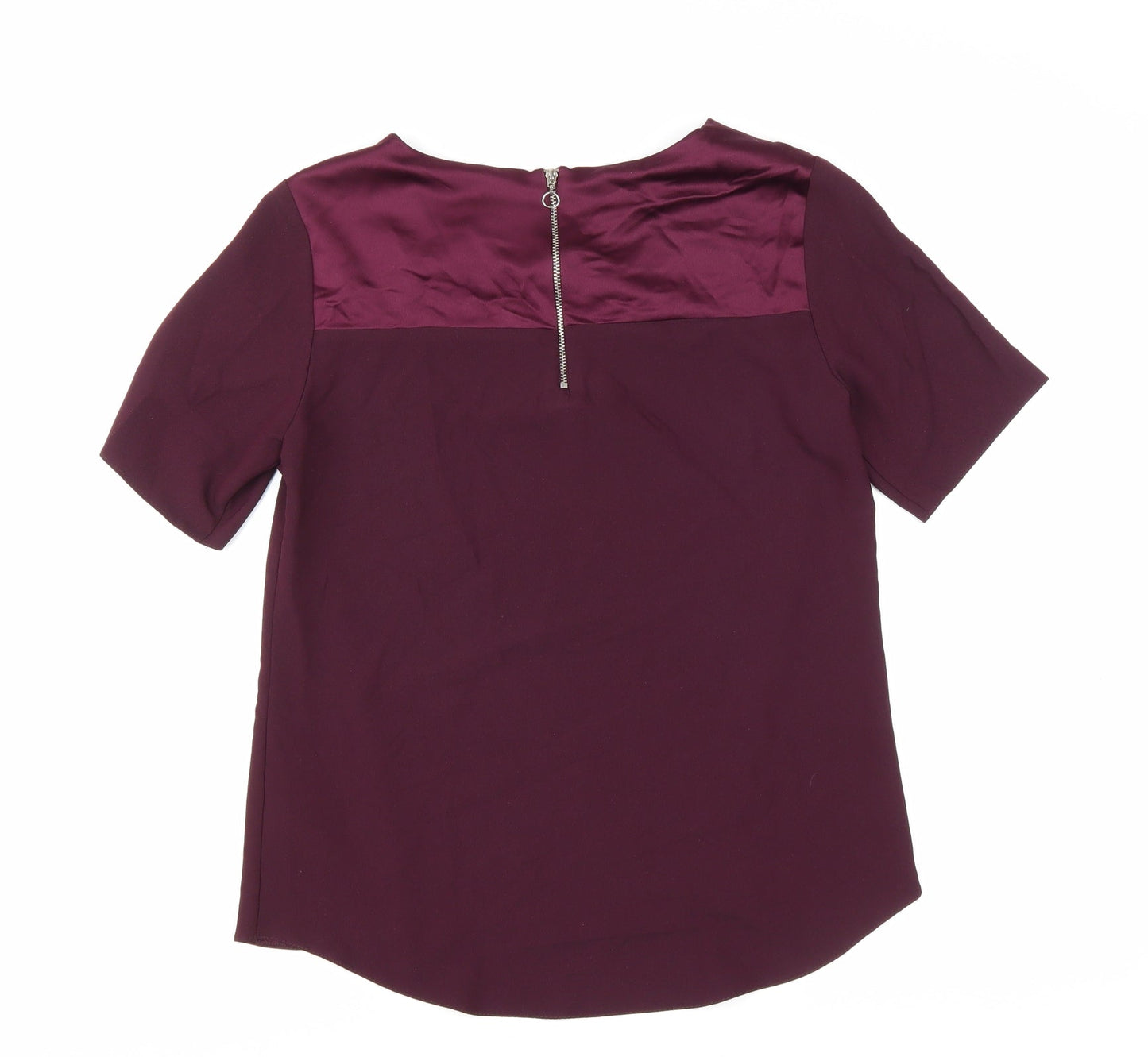 Dorothy Perkins Womens Purple Polyester Basic Blouse Size 8 Round Neck