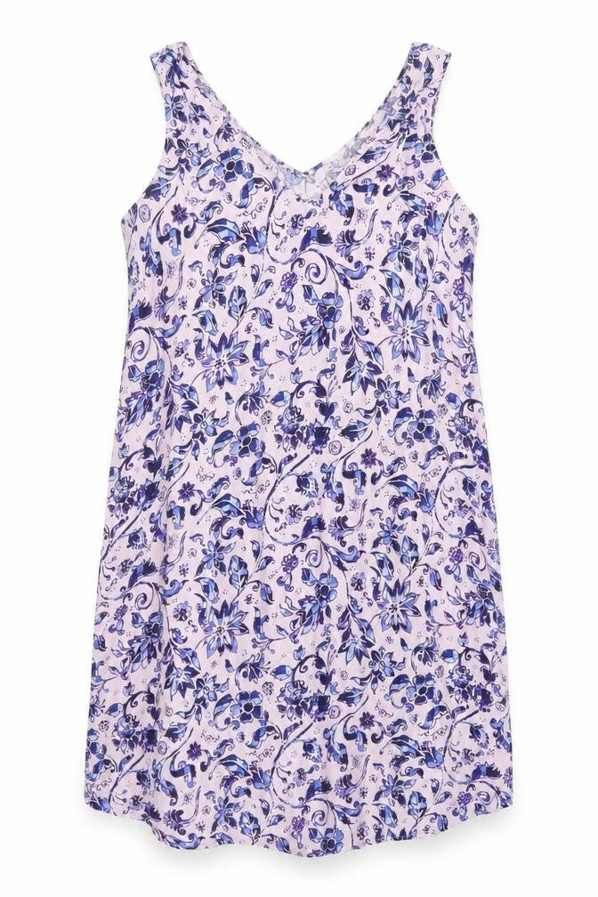 Gap Womens Pink Floral Viscose Tank Dress Size L V-Neck Pullover