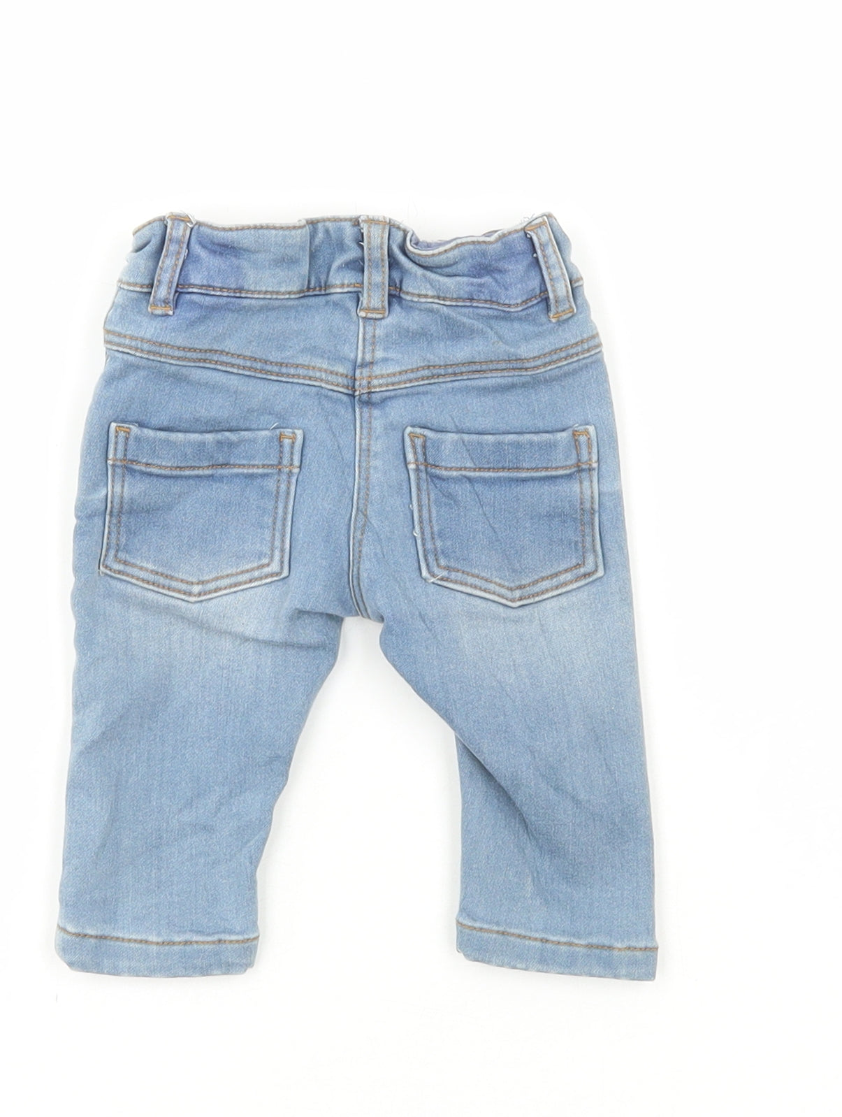 Marks and Spencer Baby Blue Cotton Jeans Size 0-3 Months Button