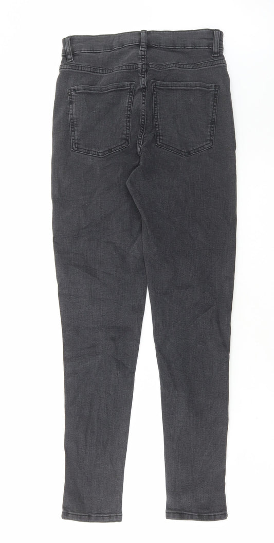 Marks and Spencer Womens Grey Cotton Skinny Jeans Size 8 L27 in Regular Button - Contrasting trim