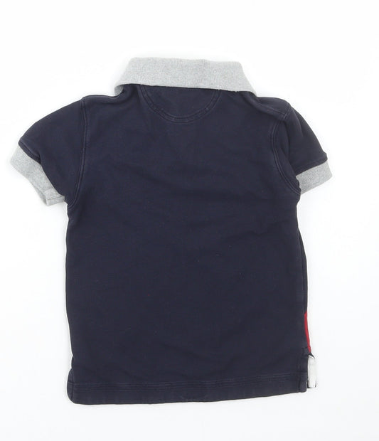 Eden Park Boys Blue Cotton Basic Polo Size 6 Years Collared Button