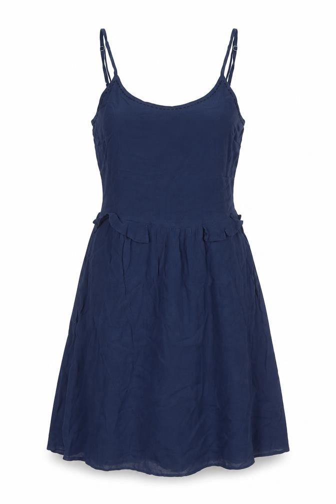 VERO MODA Womens Blue Viscose A-Line Size 12 Scoop Neck Zip