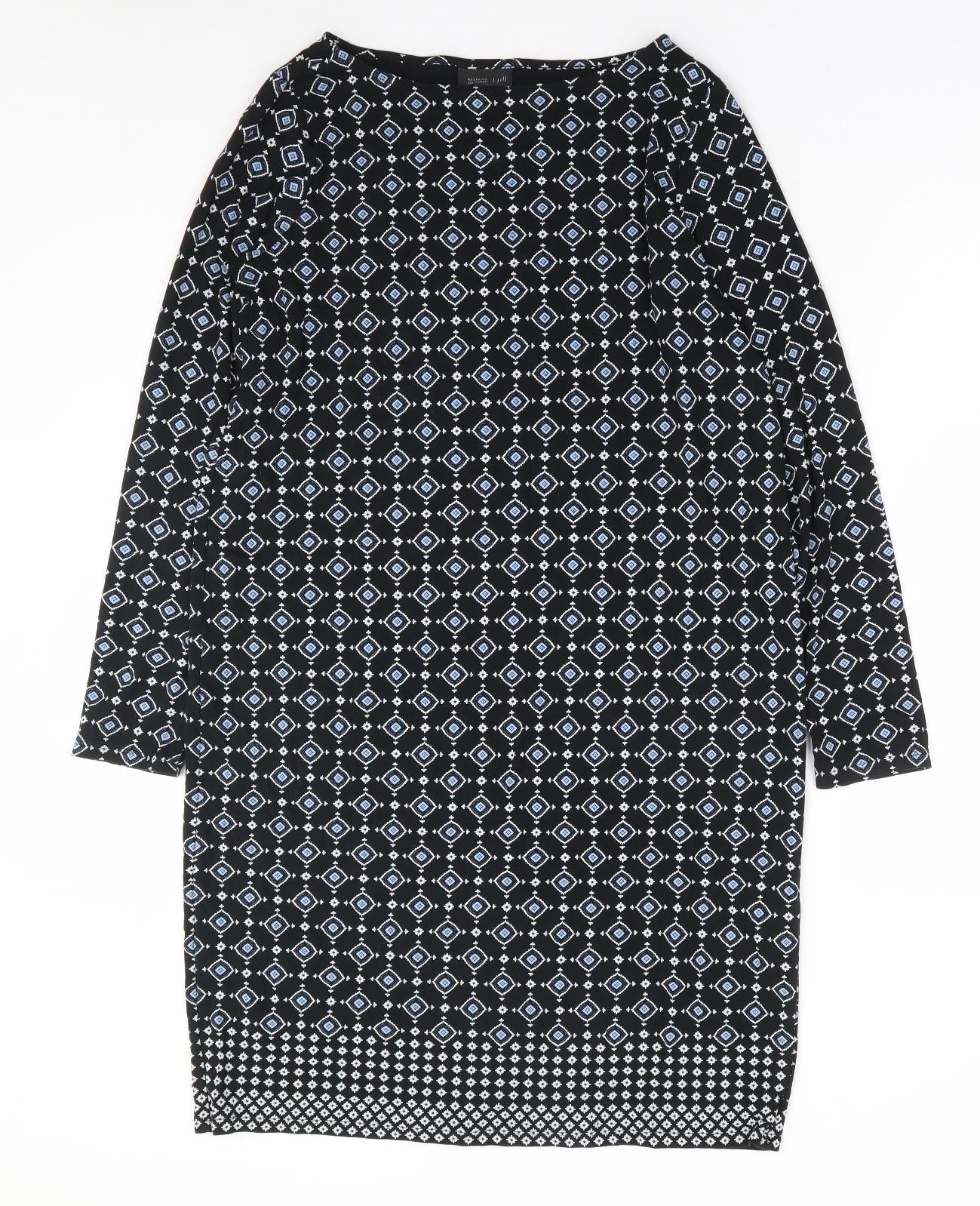 J. Jill Womens Black Geometric Rayon Shift Size XS Round Neck Pullover