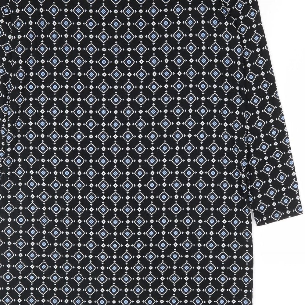 J. Jill Womens Black Geometric Rayon Shift Size XS Round Neck Pullover