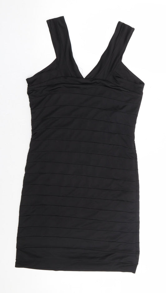 VERO MODA Womens Black Polyester Bodycon Size L V-Neck Pullover