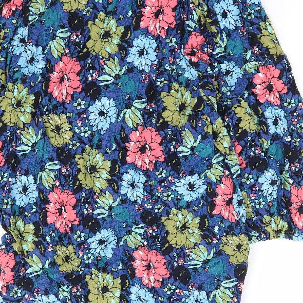 Marks and Spencer Womens Multicoloured Floral Viscose Basic Blouse Size 8 V-Neck