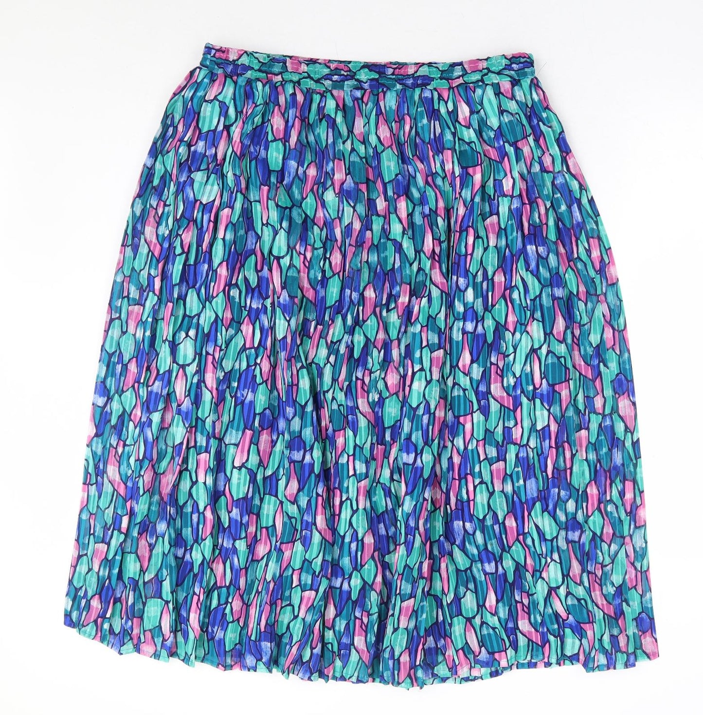 Preworn Womens Multicoloured Geometric Polyester Pleated Skirt Size 32 in